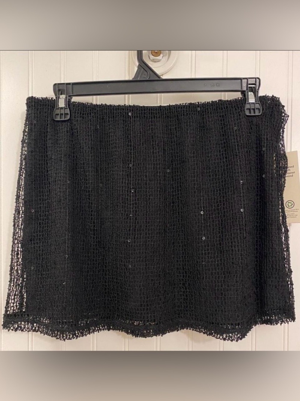 black knit overlay mini skirt w/ sparkly detail